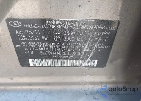 2014 Hyundai Elantra Se из США, поврежденный, VIN 5NPDH4AE2EH522067